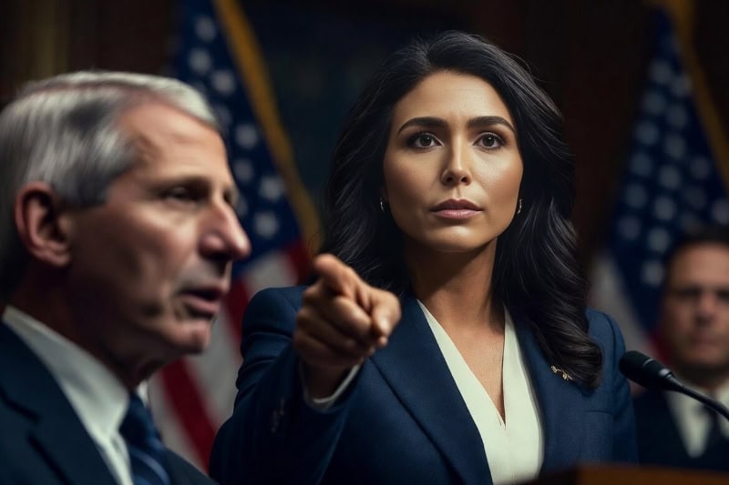 Anthony Fauci e Tulsi Gabbard - Immagine generata con IA tramite Grok Imagine di xAI